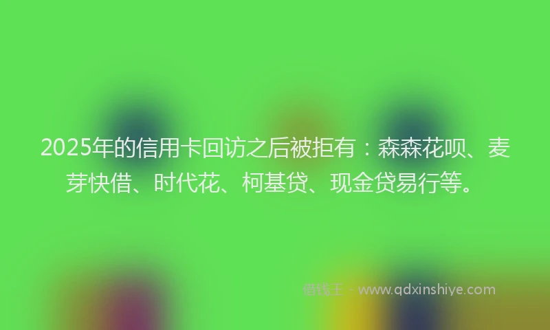 2025年的信用卡回访之后被拒有：森森花呗、麦芽快借、时代花、柯基贷、现金贷易行等。