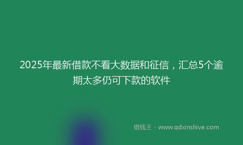 2025年最新借款不看大数据和征信，汇总5个逾期太多仍可下款的软件