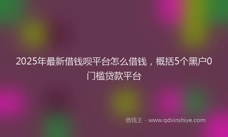 2025年最新借钱呗平台怎么借钱，概括5个黑户0门槛贷款平台