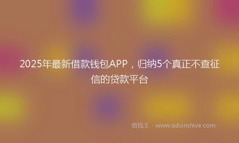 2025年最新借款钱包APP，归纳5个真正不查征信的贷款平台