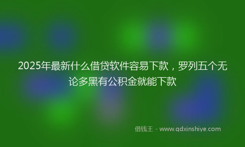 2025年最新什么借贷软件容易下款，罗列五个无论多黑有公积金就能下款