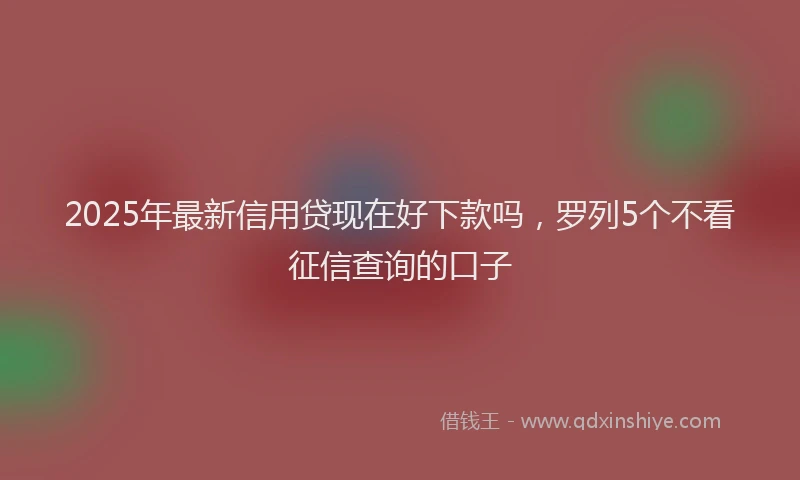 2025年最新信用贷现在好下款吗，罗列5个不看征信查询的口子