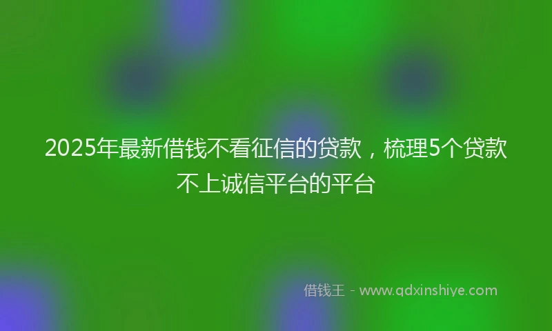 2025年最新借钱不看征信的贷款，梳理5个贷款不上诚信平台的平台