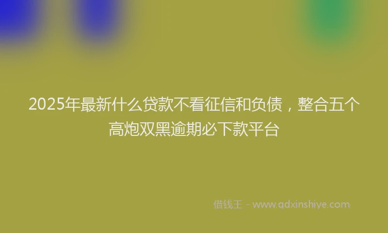 2025年最新什么贷款不看征信和负债，整合五个高炮双黑逾期必下款平台
