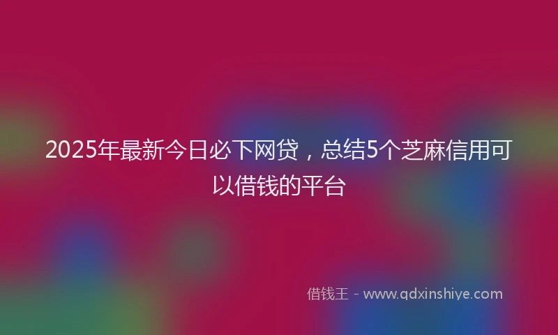 2025年最新今日必下网贷，总结5个芝麻信用可以借钱的平台
