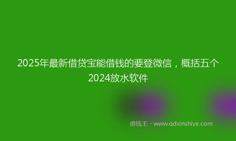 2025年最新借贷宝能借钱的要登微信，概括五个2024放水软件