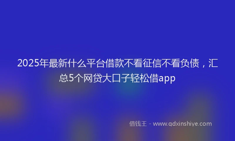 2025年最新什么平台借款不看征信不看负债，汇总5个网贷大口子轻松借app