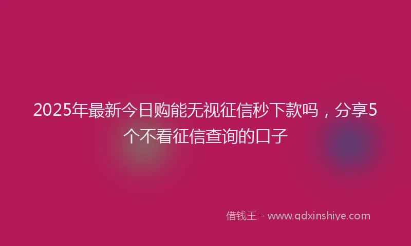 2025年最新今日购能无视征信秒下款吗，分享5个不看征信查询的口子