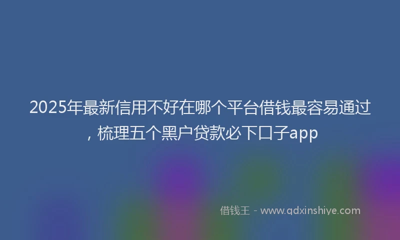 2025年最新信用不好在哪个平台借钱最容易通过，梳理五个黑户贷款必下口子app