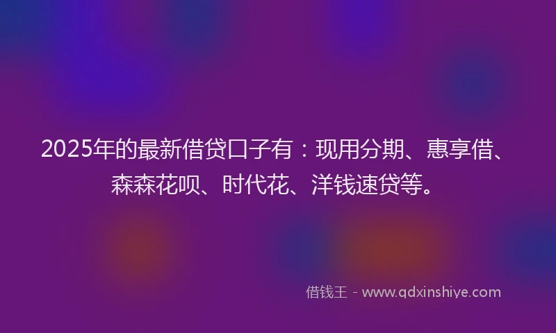 2025年的最新借贷口子有：现用分期、惠享借、森森花呗、时代花、洋钱速贷等。