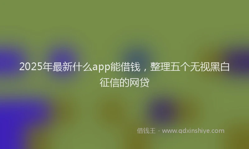 2025年最新什么app能借钱，整理五个无视黑白征信的网贷
