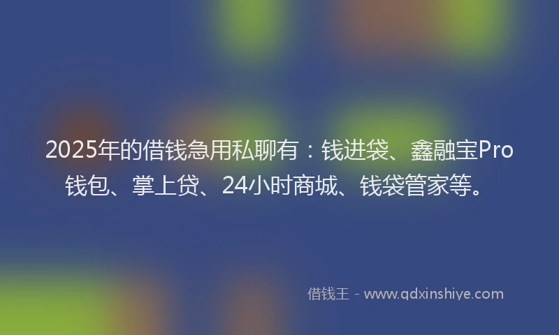 2025年的借钱急用私聊有：钱进袋、鑫融宝Pro钱包、掌上贷、24小时商城、钱袋管家等。