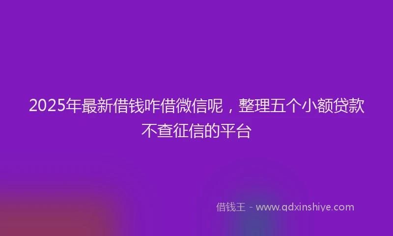 2025年最新借钱咋借微信呢，整理五个小额贷款不查征信的平台