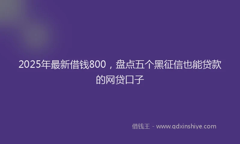 2025年最新借钱800，盘点五个黑征信也能贷款的网贷口子