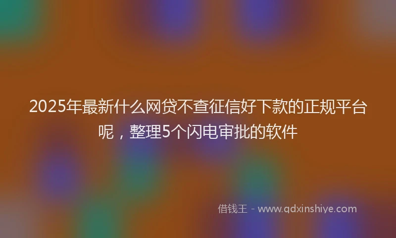 2025年最新什么网贷不查征信好下款的正规平台呢，整理5个闪电审批的软件