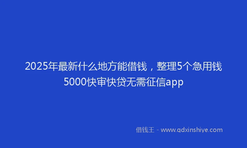 2025年最新什么地方能借钱，整理5个急用钱5000快审快贷无需征信app