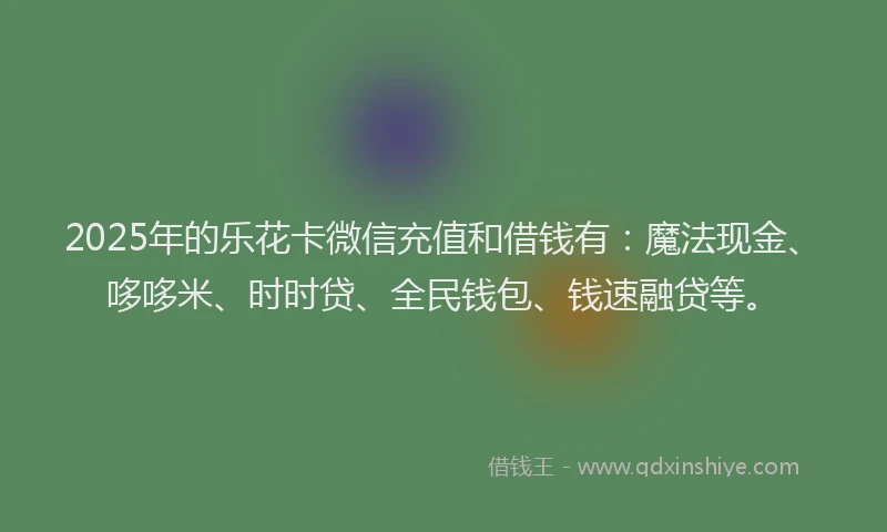 2025年的乐花卡微信充值和借钱有：魔法现金、哆哆米、时时贷、全民钱包、钱速融贷等。