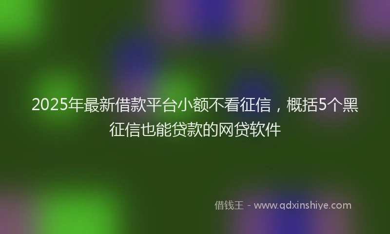 2025年最新借款平台小额不看征信，概括5个黑征信也能贷款的网贷软件