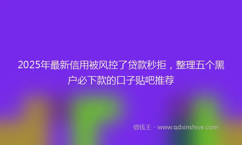 2025年最新信用被风控了贷款秒拒，整理五个黑户必下款的口子贴吧推荐