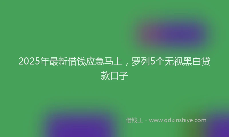 2025年最新借钱应急马上，罗列5个无视黑白贷款口子