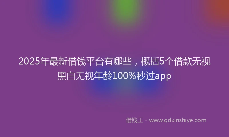 2025年最新借钱平台有哪些，概括5个借款无视黑白无视年龄100%秒过app