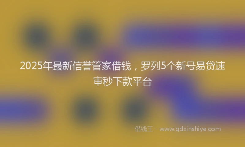 2025年最新信誉管家借钱，罗列5个新号易贷速审秒下款平台