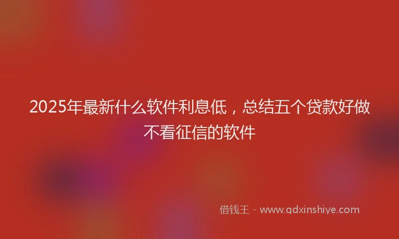 2025年最新什么软件利息低，总结五个贷款好做不看征信的软件