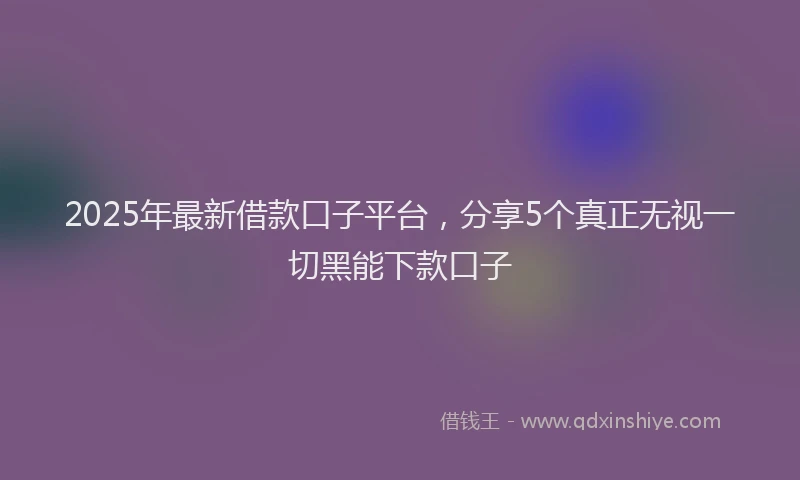 2025年最新借款口子平台，分享5个真正无视一切黑能下款口子