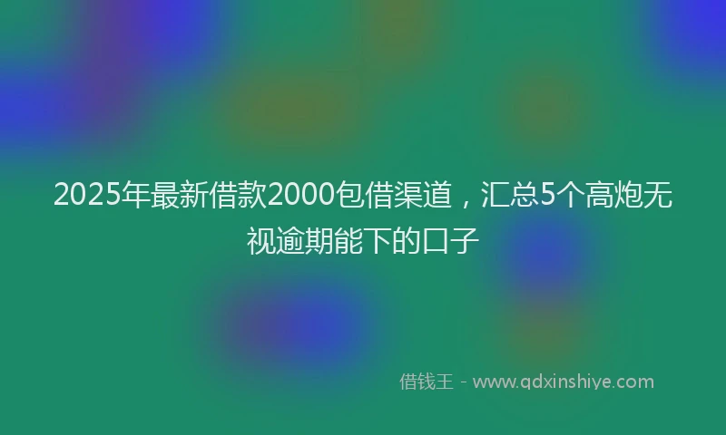 2025年最新借款2000包借渠道，汇总5个高炮无视逾期能下的口子