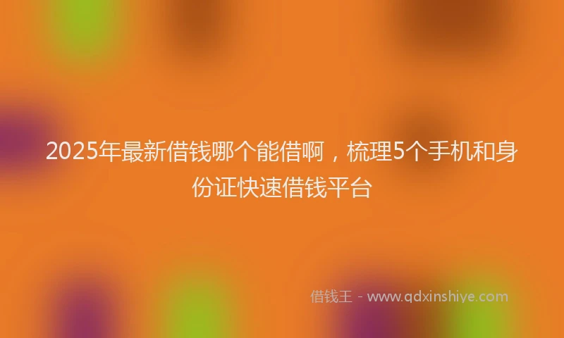 2025年最新借钱哪个能借啊，梳理5个手机和身份证快速借钱平台