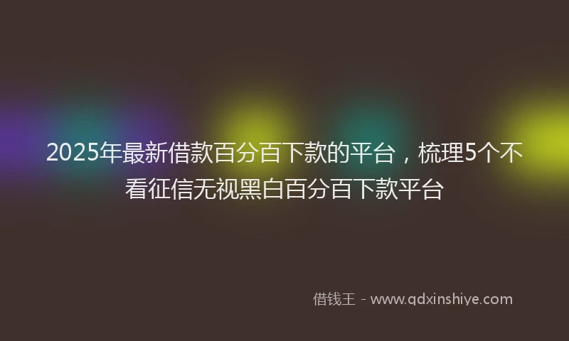 2025年最新借款百分百下款的平台，梳理5个不看征信无视黑白百分百下款平台