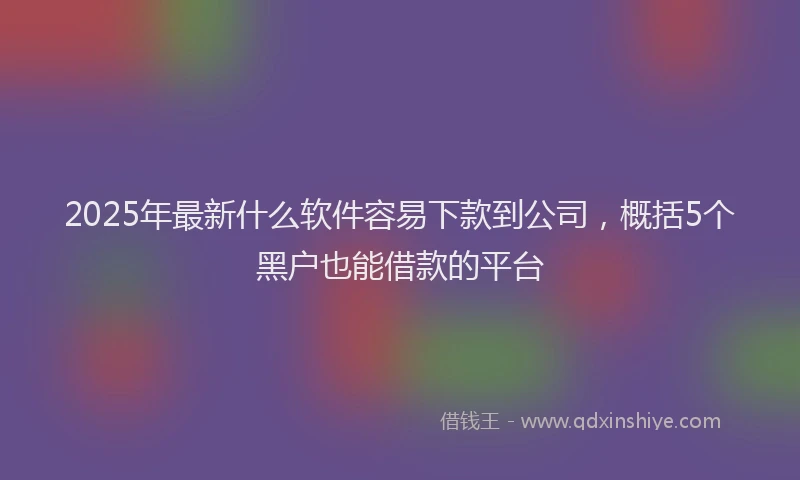 2025年最新什么软件容易下款到公司，概括5个黑户也能借款的平台