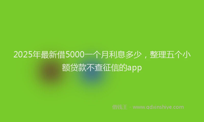 2025年最新借5000一个月利息多少，整理五个小额贷款不查征信的app