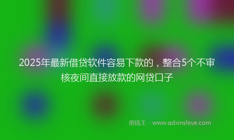 2025年最新借贷软件容易下款的，整合5个不审核夜间直接放款的网贷口子