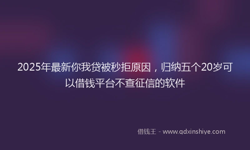 2025年最新你我贷被秒拒原因，归纳五个20岁可以借钱平台不查征信的软件