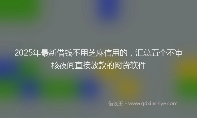 2025年最新借钱不用芝麻信用的，汇总五个不审核夜间直接放款的网贷软件