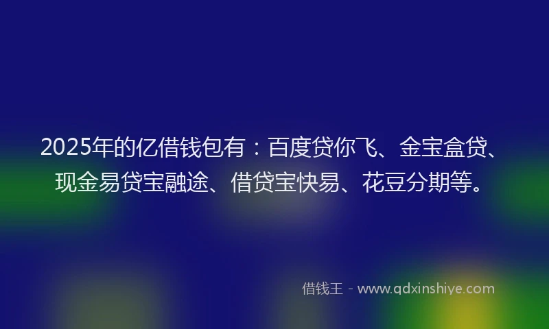2025年的亿借钱包有：百度贷你飞、金宝盒贷、现金易贷宝融途、借贷宝快易、花豆分期等。