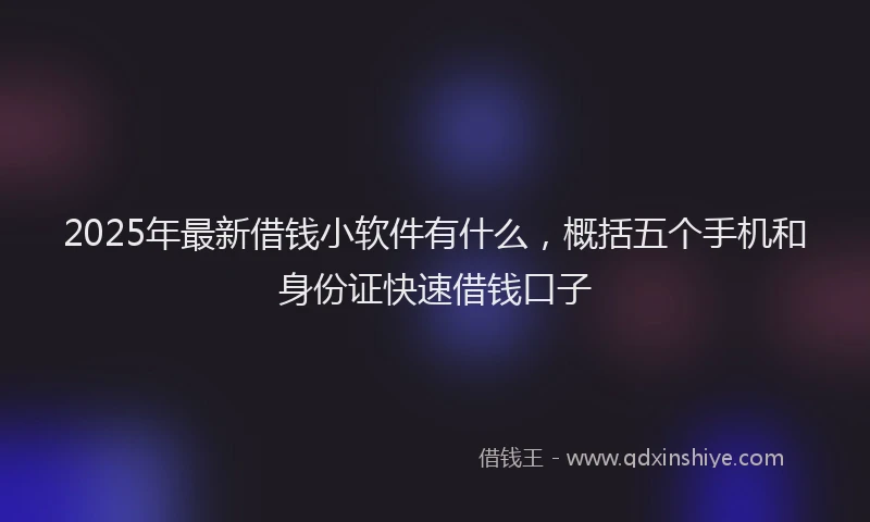 2025年最新借钱小软件有什么，概括五个手机和身份证快速借钱口子