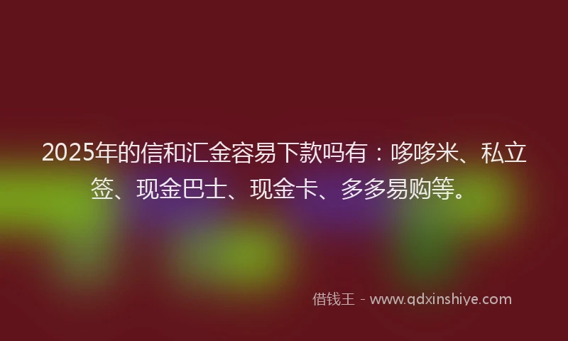 2025年的信和汇金容易下款吗有：哆哆米、私立签、现金巴士、现金卡、多多易购等。