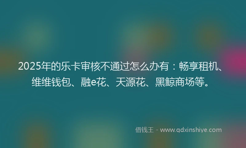 2025年的乐卡审核不通过怎么办有：畅享租机、维维钱包、融e花、天源花、黑鲸商场等。