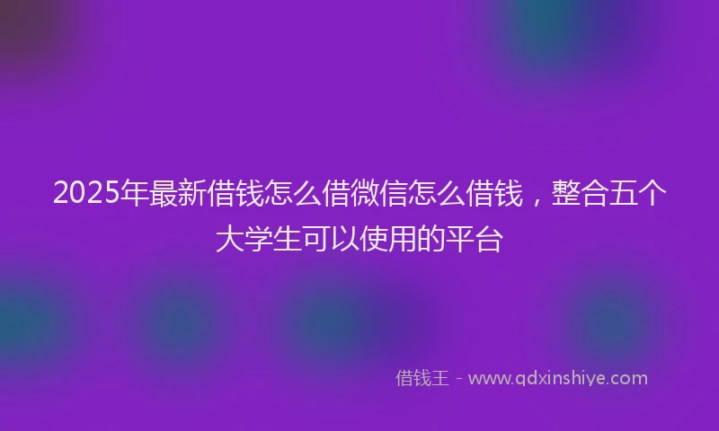 2025年最新借钱怎么借微信怎么借钱，整合五个大学生可以使用的平台