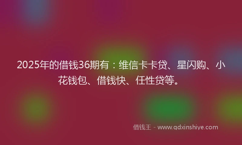 2025年的借钱36期有：维信卡卡贷、星闪购、小花钱包、借钱快、任性贷等。