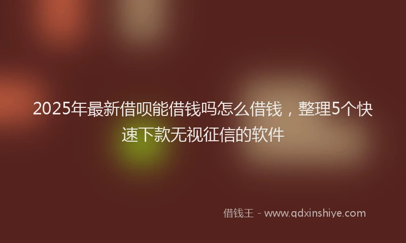 2025年最新借呗能借钱吗怎么借钱，整理5个快速下款无视征信的软件