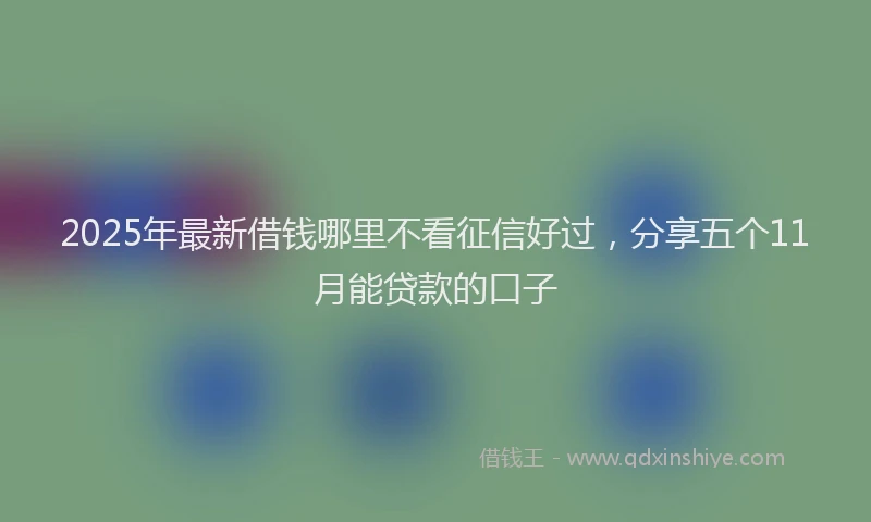 2025年最新借钱哪里不看征信好过，分享五个11月能贷款的口子