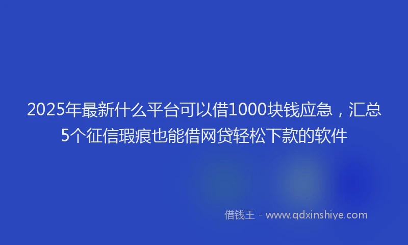 2025年最新什么平台可以借1000块钱应急，汇总5个征信瑕疵也能借网贷轻松下款的软件