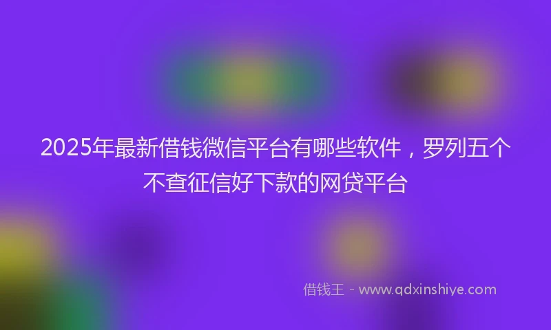 2025年最新借钱微信平台有哪些软件，罗列五个不查征信好下款的网贷平台