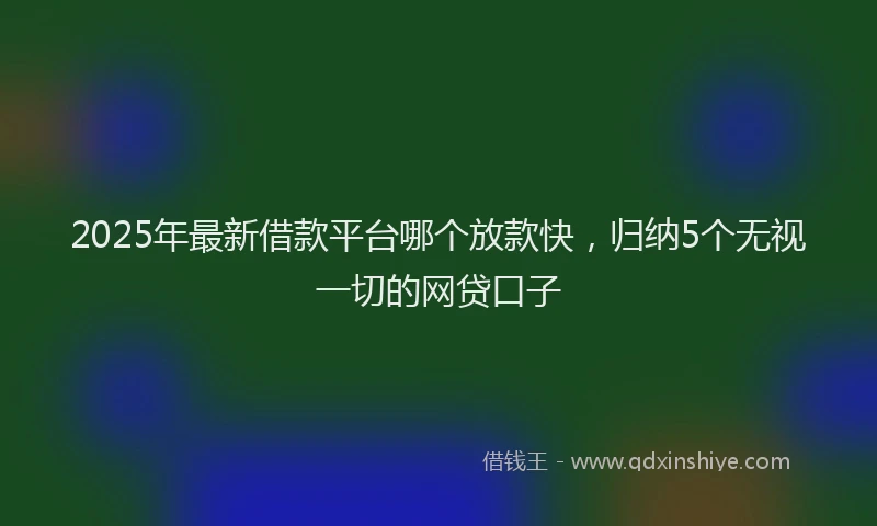 2025年最新借款平台哪个放款快，归纳5个无视一切的网贷口子