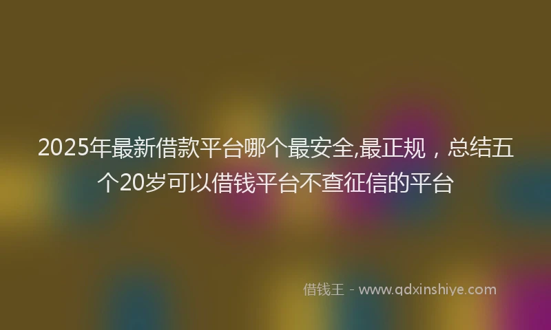 2025年最新借款平台哪个最安全,最正规，总结五个20岁可以借钱平台不查征信的平台