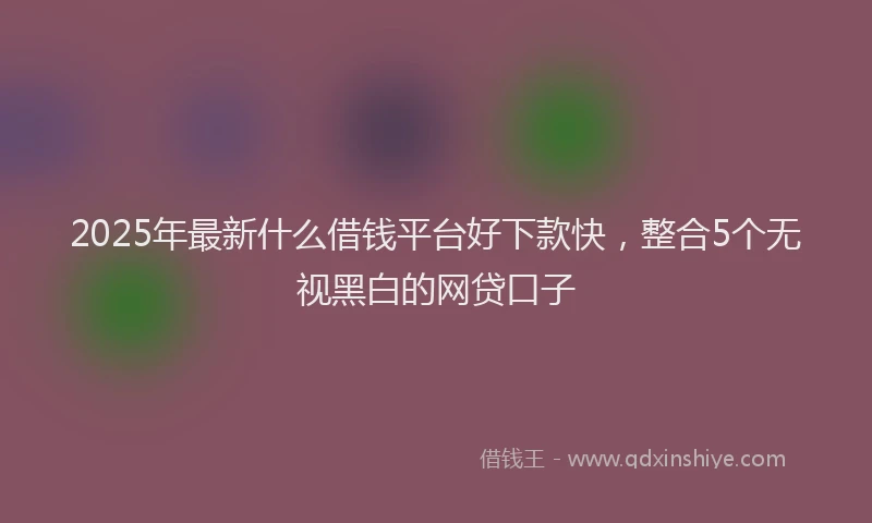 2025年最新什么借钱平台好下款快，整合5个无视黑白的网贷口子