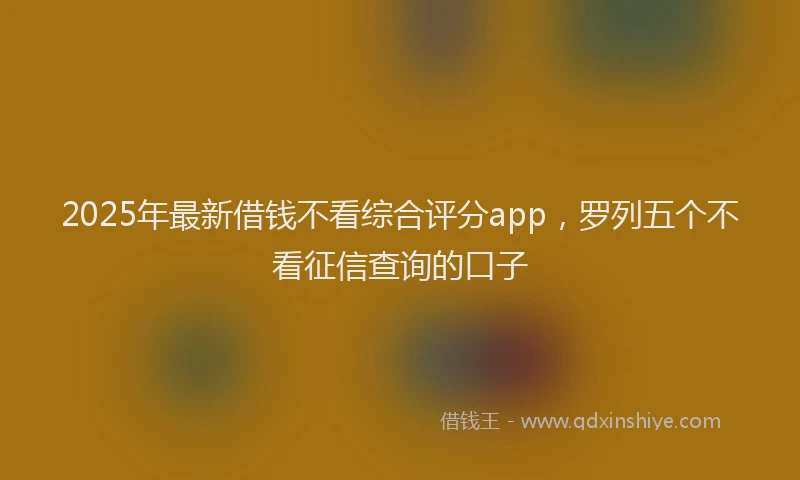 2025年最新借钱不看综合评分app，罗列五个不看征信查询的口子